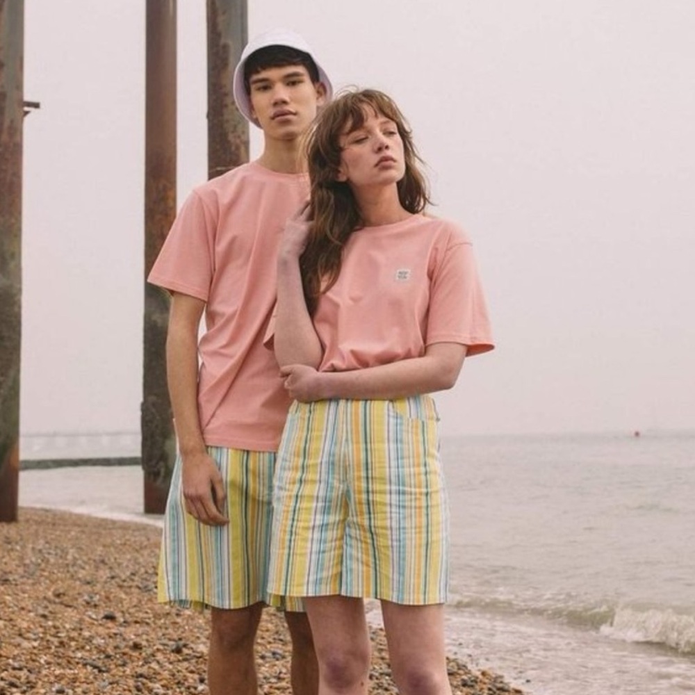 Lucy & Yak Stripe High Rise Bermuda Shorts